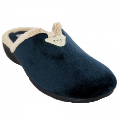 Vulcabicha 2739 - Zapatillas de Estar por Casa Mujer con Tacón Lisas Azul Marino