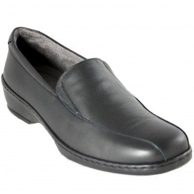 Notton 681 - Classic Black Leather Moccasin With Rubber Removable Insole And Small Wedge
