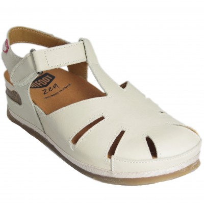 On Foot 202 - Women's Ice Color Leather Closed Sandals Velcro Closure