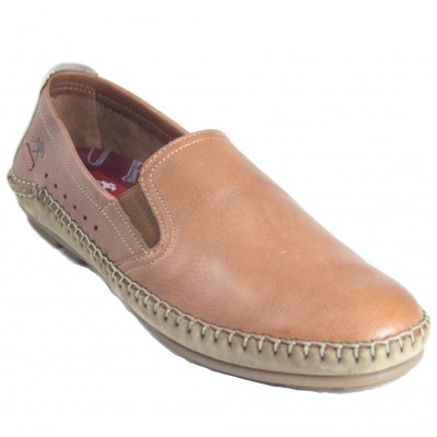 Fluchos F1174 - Men's Classic Brown Leather Moccasin Flexible Sole Removable Insole And Side Rubbers