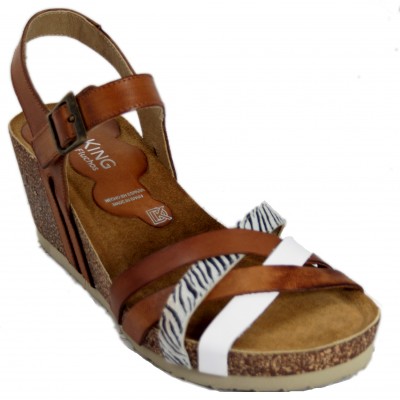 Dorking D8551 - Brown Anatomical Sole Leather Sandals With Zebra Detail