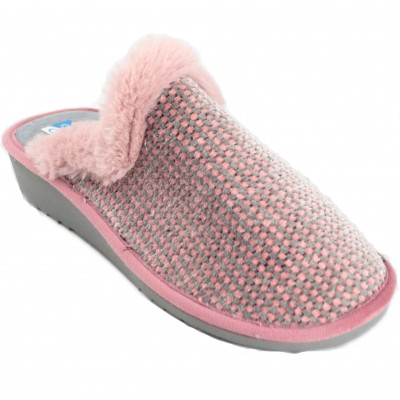 Niagara 4301 - Zapatillas De Estar En Casa Mujer Con Cuña Ultraligeras Rosas con Pelo