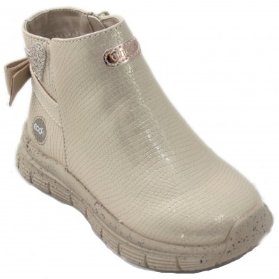 Chicco Cametta - Shiny Leather Ankle Boots With Zipper And Bow At The Back