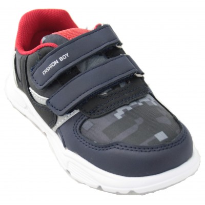 Chicco Crito - Navy Sport Children's Shoes With Textile Adhesive And Red Details Removable Insole