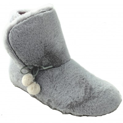 Cabrera 3076 - Very Soft Gray Slippers Boots With Light Gray Tassels