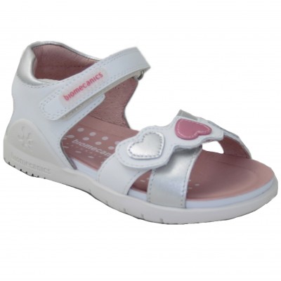 Biomecanics 222210 - Children's White Leather Sandals With Hearts