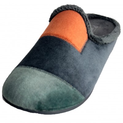 Vulcabicha 897 - Men's Modern Boys' Home Slippers Gray With Orange Stitching
