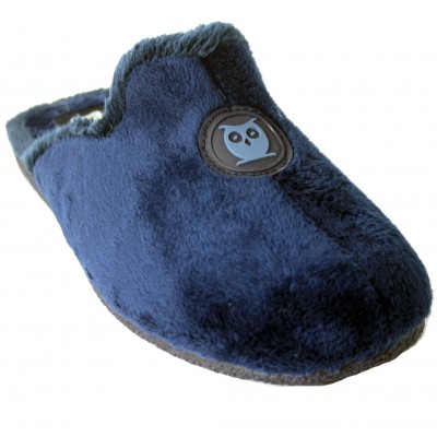 Marpen 800IV22 - Men's Flat Slippers In Navy Blue or Brown Soft Furry