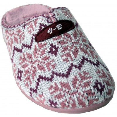 Vulcabicha 4321 - Pink Or Blue Women's Slippers With Soft And Warm Knitted Patterns