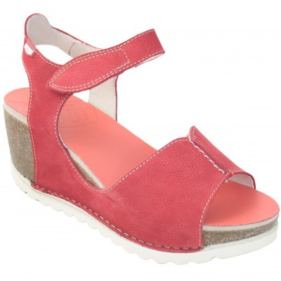 On Foot 300 - Red High Wedge Sandals Velcro White Eva Sole