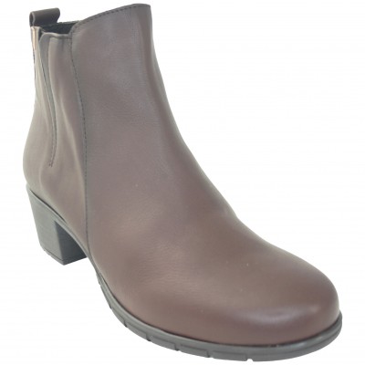 Valeria 8564 - Brown Leather Ankle Boots With Small Heel Comfort Youth
