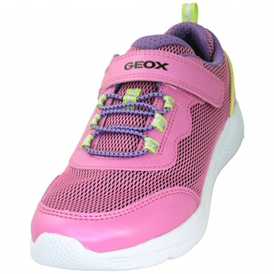 Geox J25FWD - Sabates Esportives Infantils Color Fúcisa Amb Detalls Verd Llima Tancament De Velcro