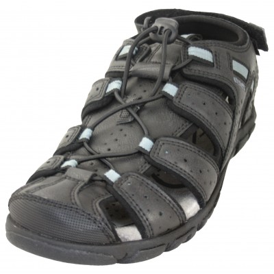 Geox Strada U6224B - Sandalias Deportivas Hombre De Piel Marrón Oscuro Y Negro Ajuste En Adhesivo Textil Y Gomas