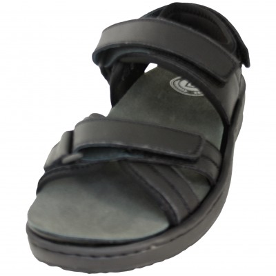 Alviflex F966 - Sandalias Deportivas Negras Piel Plantilla Extraible Con Ajustes En Adhesivo Textil