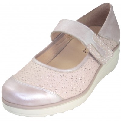 Bona Moda 97905 - Light Pink Leather Mercedites With Perforations For Removable Insole