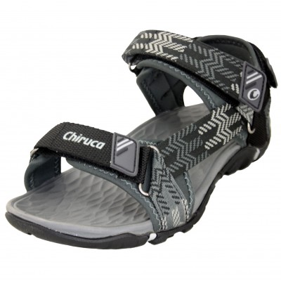 Chiruca Dakar13 - Men's Black Trekking Sandals Made Of Cloth With Velcro Closures And Adjustments