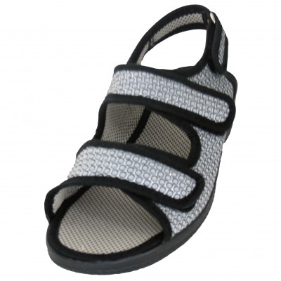 Doctor Cutillas 21781 - Open Slippers With Three Adjustments In Silver Velcro With Black Trim