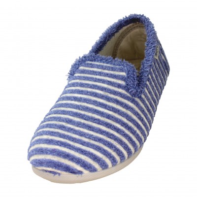 Muro 405 - Striped Cotton Closed Toe Slippers In Pink Or Blue