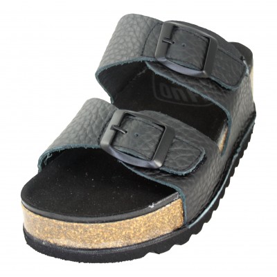 On Foot 1100 - Black Leather Platform Sandals Buckle Adjustments