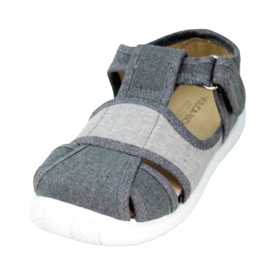 Vulcabicha Z-53 - Children's Wide Closed Fabric Sandals In Gray or Khaki