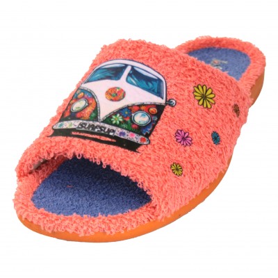 Vulcabicha 2910 - Summer Slippers for Women Terry Plains with Sky Blue and Orange Van