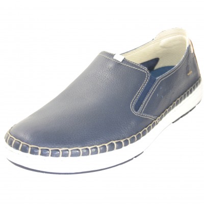 Fluchos F1714 - Men's Classic Leather Moccasin in Navy Blue, Leather Brown or White