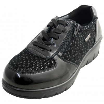 Alviflex 799-2 - Zapatos Anchos Especial Pies Diabéticos Con Cordones Cremallera Negros