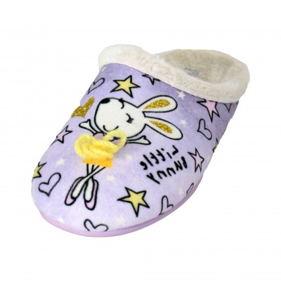 Vulcabicha 1290 Bunny - Girls And Boys Open Toe Slippers Light Lilac With Bunny Dancer Skirt