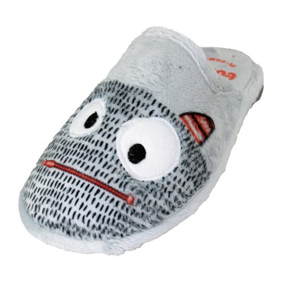 Gomus 6960 - Slippers for Living at Home Boys and Girls Special Parquet Monster Funny Light Gray