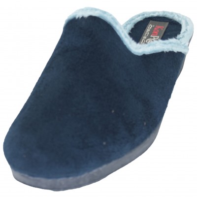 KonPas 3004 - Zapatillas De Estar Por Casa Mujer Chica Con Cuña Llides Blau Marí