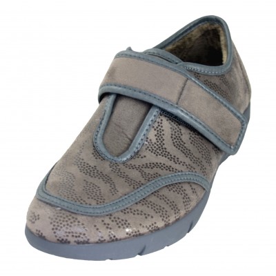 Rodevil 229 - Wide Lycra Shoes Very Soft Lined With Velcro Wedge Removable Insole Color Light Brown