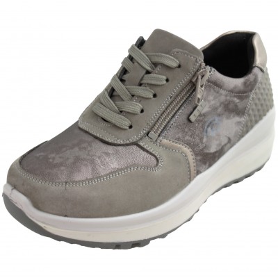 G Confort 9881 - Stone Gray Women's Sports Shoes With Laces Zipper Removable Insole