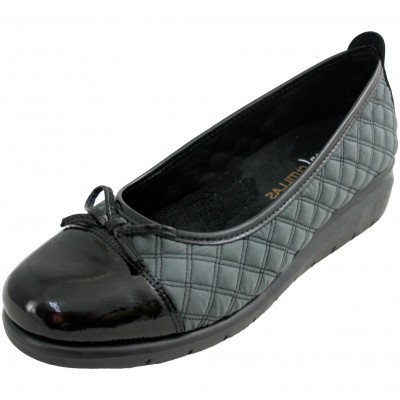 Doctor Cutillas 75211 - Soft Lined Women's Flats in Gray and Black Patent Leather