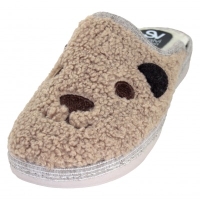 Salvi 01L-326 - Slippers For Home Woman Girl Cara Tendre Brown Teddy Bear With Ears