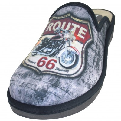 Salve 09T-410 - Zapatillas De Estar Por Casa Hombre Chico Moto Harley Escudo Route 66