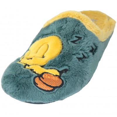 Vulcabicha 5354 - Women's Open Toe Slippers Girl Green And Yellow Tweety Sleeping Removable Insole