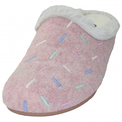 Cabrera 3137 - Slippers For Women Girls Removable Insole Light Pink With Pastel Colored Confetti