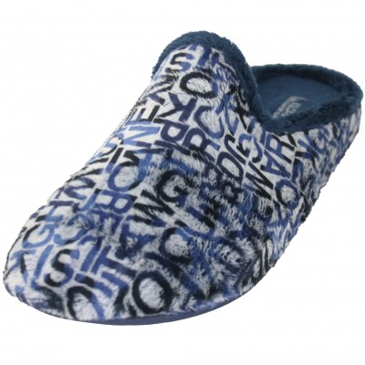 Vulcabicha 802 - Home Slippers Boy Man Open Removable Insole Modern Navy Blue Letters