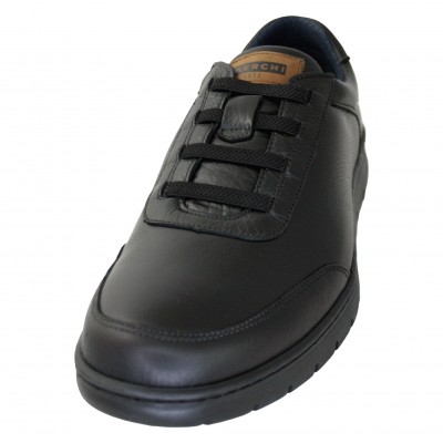 Baerchi 5323 - Zapatos De Piel Lisa Negros Para Hombre Con Elásticos Suela De Goma Natural Flexible