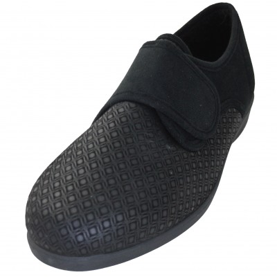 Doctor Cutillas 10303 - Zapatos Zapatillas Para Mujer Ancho Especial Negros Adaptables Con Velcro Plantilla Extraible