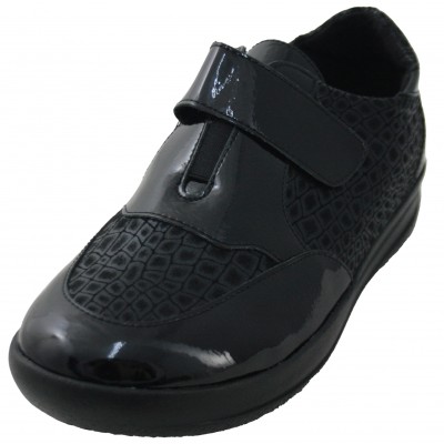Doctor Cutillas 50743 - Zapatos De Piel Y Licra Anchos Con Velcro Por Mujer Plantilla Extraible Puntera Redonda
