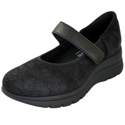 Pinosos 8315 - Zapatos Merceditas Con Plantilla Extraible Ancho Especial Licra Negros Adhesivo Textil