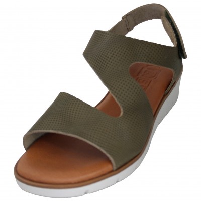 Xqsi 224062 - Khaki Piel Sandals With Velcro Adjustment Blanda Piel Insole