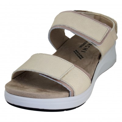 Baerchi 61650 - Women's Leather Sandals Textile Adhesive Closure Smooth Medium Wedge Removable Insole