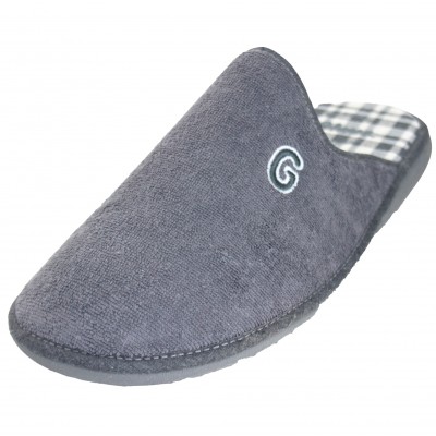 Gomus 688 - Men's Indoor Slippers Closed Front Gray Very Light Parquet Sole