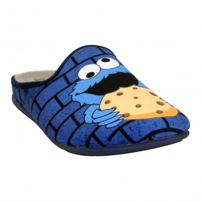 VulcaBicha 1841 - Zapatillas De Estar Por Casa Divertida Monstruo de Las Galletas Azul