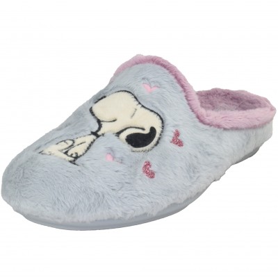 VulcaBicha 4345 - Women's Youth Home Slippers Light Gray With Famous Cartoon Dog