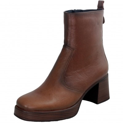 Dorking D9157 - Brown Smooth Leather Ankle Boots With Heel And Platform Very Soft And Comfortable