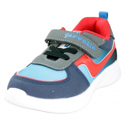 Garvalin 241800 - Light Blue And Red Children's Sports Shoes With Textile Adhesive