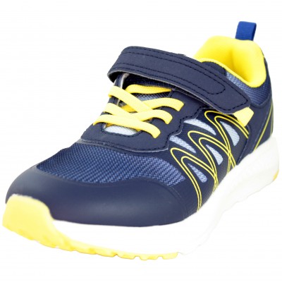 Garvalin 241821 - Light Children's Sports Shoes With Textile Adhesive Navy Blue And Yellow